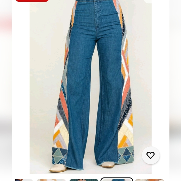 We The Free Denim - We Free People 26 FABULOUS Stick By Your Side Patched Wide-Leg Jeans Flare Pants